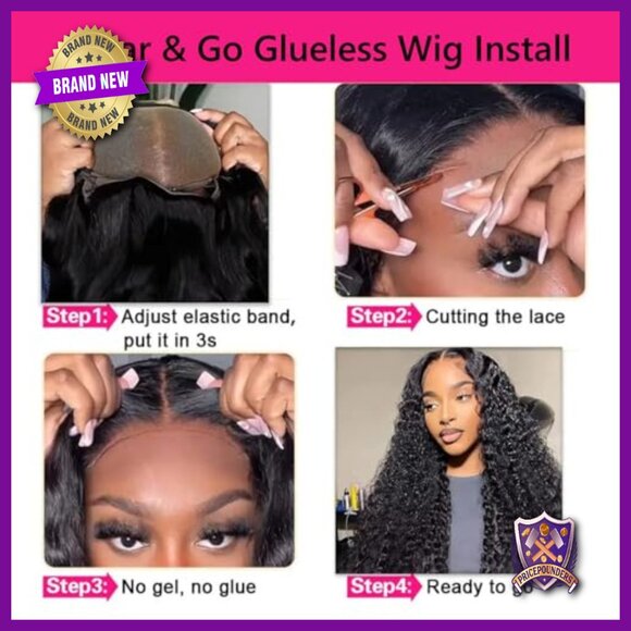 22 Inch Human Hair Wig Deep Wave Lace Front Glueless Pre Plucked